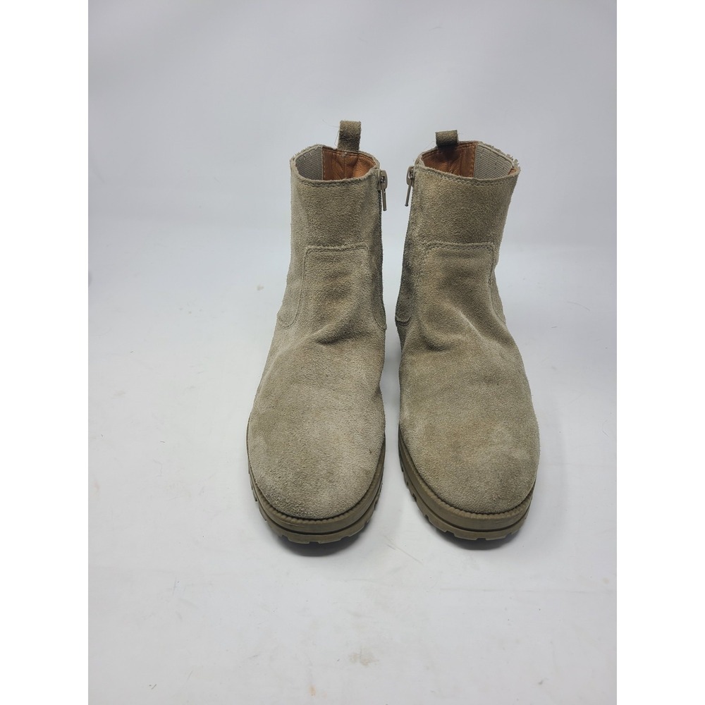 Lucky Brand Hazyl Taupe Suede Chelsea Boots Lug Sole Ankle Booties Side Zip 8